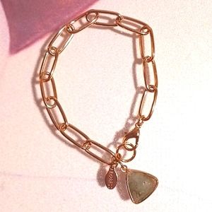 EXPRESS gold tone chain bracelet, stone look charm.